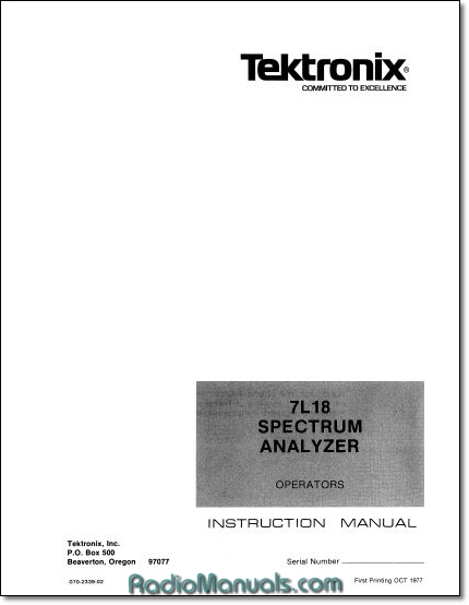 Tektronix 7L18 Instruction Manual - Click Image to Close